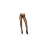 Collant noir résille effet string brésilien dentelle florale et coutures arrières 